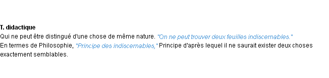 Définition indiscernable ACAD 1932