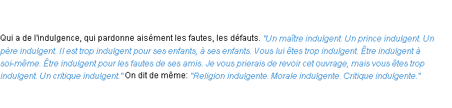 Définition indulgent ACAD 1835