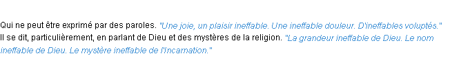 Définition ineffable ACAD 1932