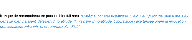 Définition ingratitude ACAD 1798