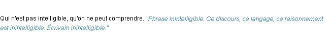Définition inintelligible ACAD 1932