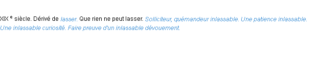 Définition inlassable ACAD 1986