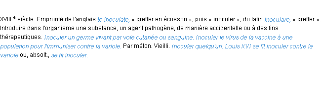 Définition inoculer ACAD 1986