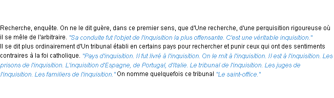 Définition inquisition ACAD 1835
