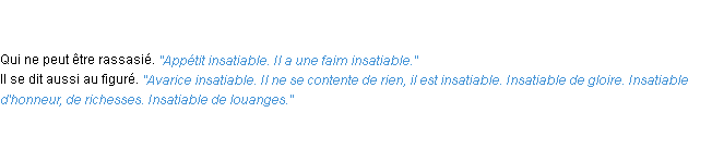 Définition insatiable ACAD 1798