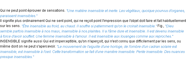 Définition insensible ACAD 1932