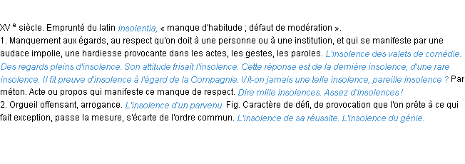 Définition insolence ACAD 1986
