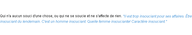 Définition insouciant ACAD 1835