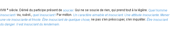 Définition insouciant ACAD 1986