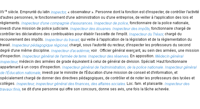Définition inspecteur ACAD 1986