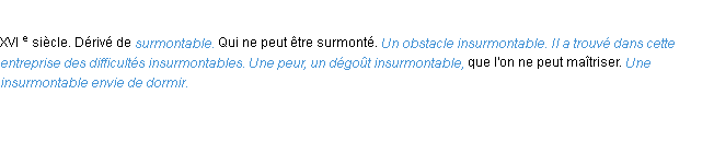 Définition insurmontable ACAD 1986