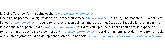 Définition intact ACAD 1798