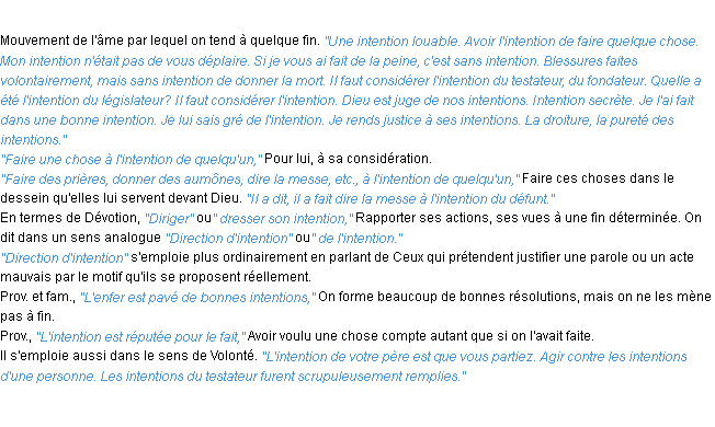 Définition intention ACAD 1932