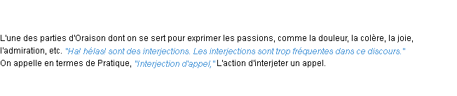 Définition interjection ACAD 1798