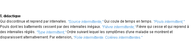 Définition intermittent ACAD 1932