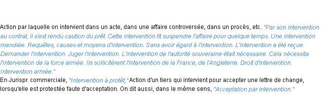 Définition intervention ACAD 1835