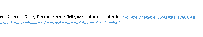 Définition intraitable ACAD 1798