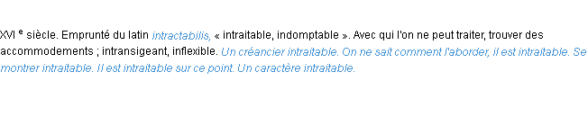 Définition intraitable ACAD 1986