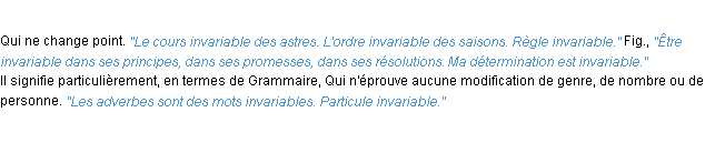 Définition invariable ACAD 1932