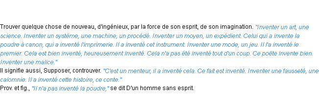 Définition inventer ACAD 1835