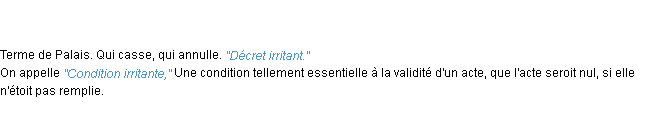 Définition irritant ACAD 1798