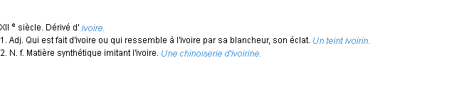 Définition ivoirin ACAD 1986