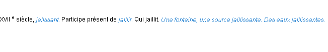 Définition jaillissant ACAD 1986