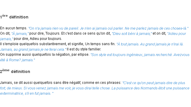 Définition jamais ACAD 1798