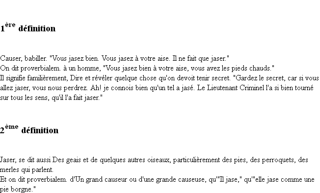 Définition jaser ACAD 1798