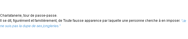 Définition jonglerie ACAD 1835
