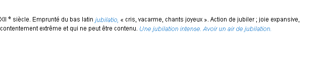 Définition jubilation ACAD 1986