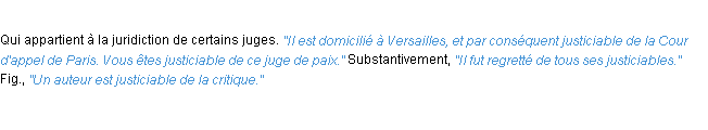 Définition justiciable ACAD 1932