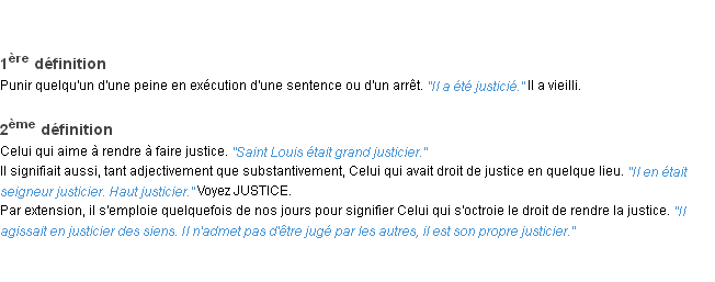 Définition justicier ACAD 1932