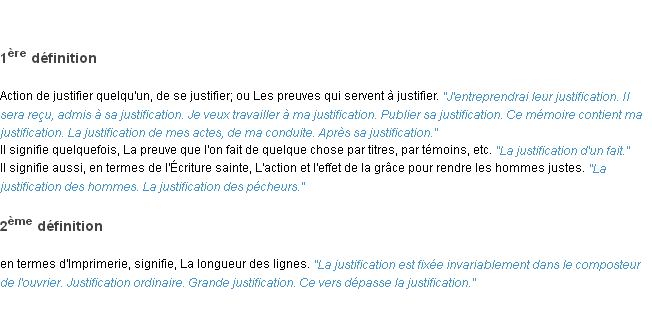 Définition justification ACAD 1835
