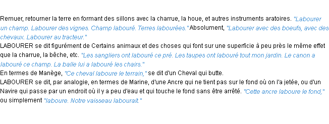 Définition labourer ACAD 1932
