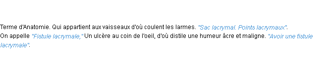 Définition lacrymal ACAD 1798