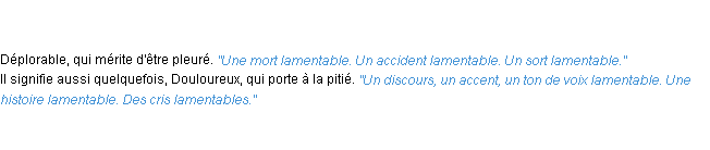 Définition lamentable ACAD 1835