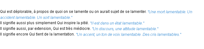 Définition lamentable ACAD 1932
