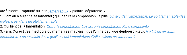Définition lamentable ACAD 1986