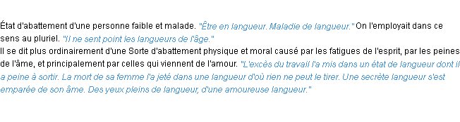 Définition langueur ACAD 1932
