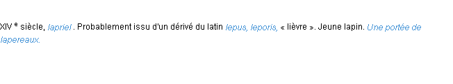 Définition lapereau ACAD 1986