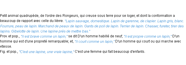 Définition lapin ACAD 1835