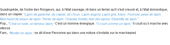 Définition lapin ACAD 1932