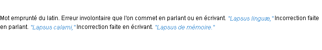 Définition lapsus ACAD 1932