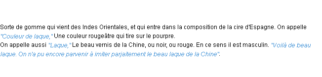 Définition laque ACAD 1798