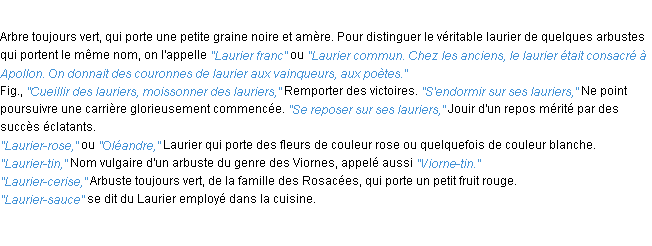 Définition laurier ACAD 1932