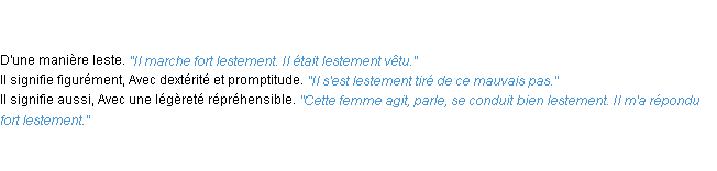 Définition lestement ACAD 1835