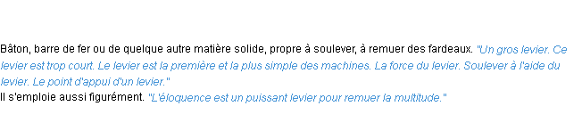Définition levier ACAD 1835