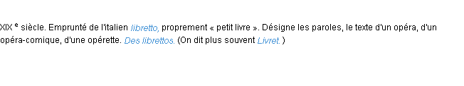 Définition libretto ACAD 1986