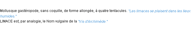 Définition limace ACAD 1932